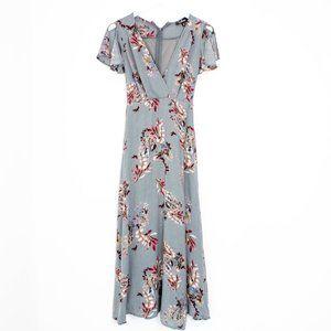 fiorire slate blue floral print wrap maxi dress